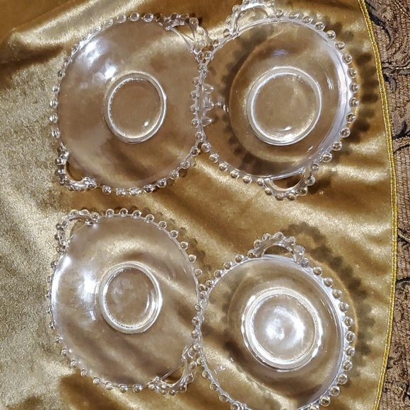 Vtg Imperial Candlewick Glass Handled Mayo/Sauce Serving Bowls Plates Sets (2) - Picture 3 of 13